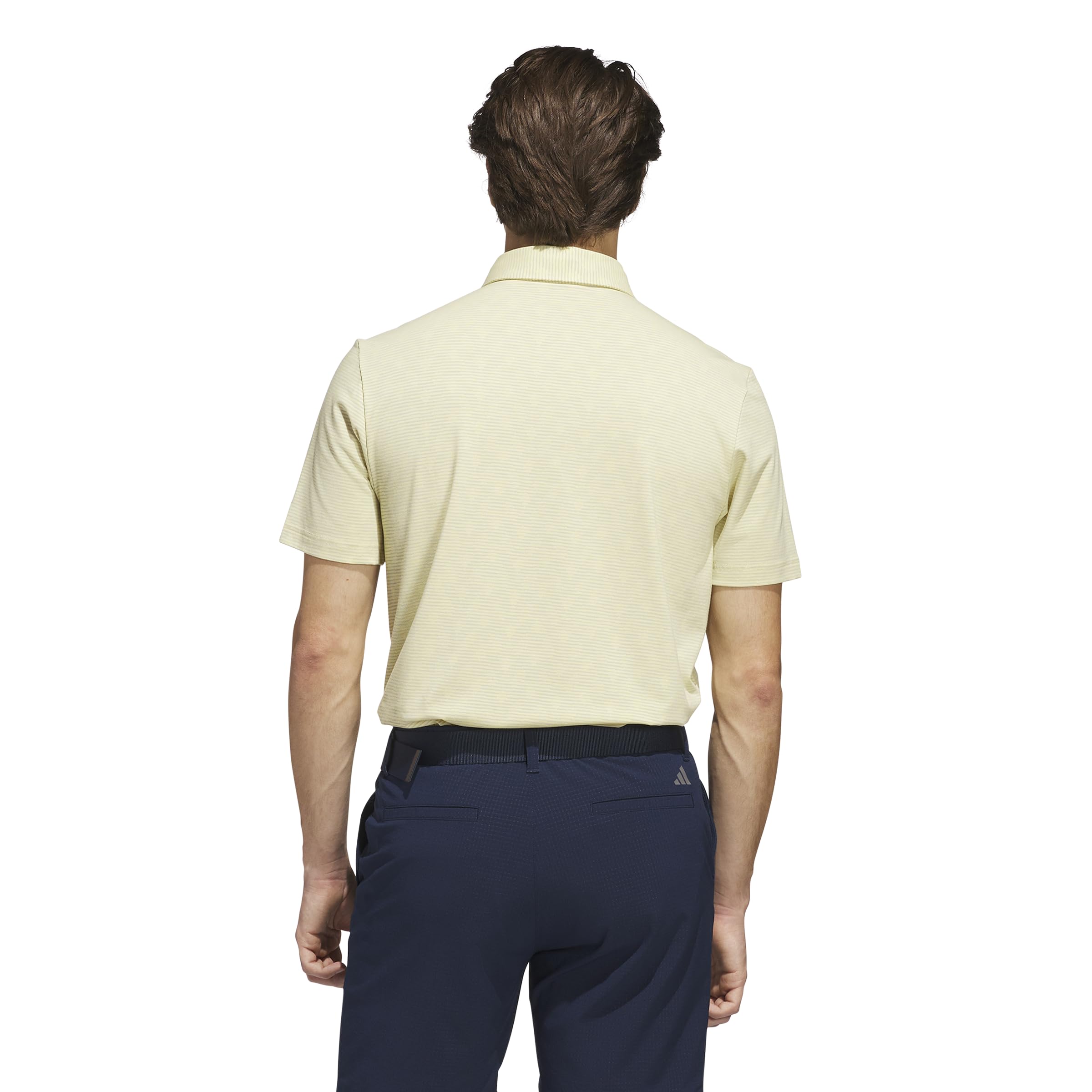 adidas Męska koszulka polo w paski z nadrukiem Go-to z nadrukiem w paski (1 opakowanie), Proszek żółty Melange/Wonder Silver F23, L