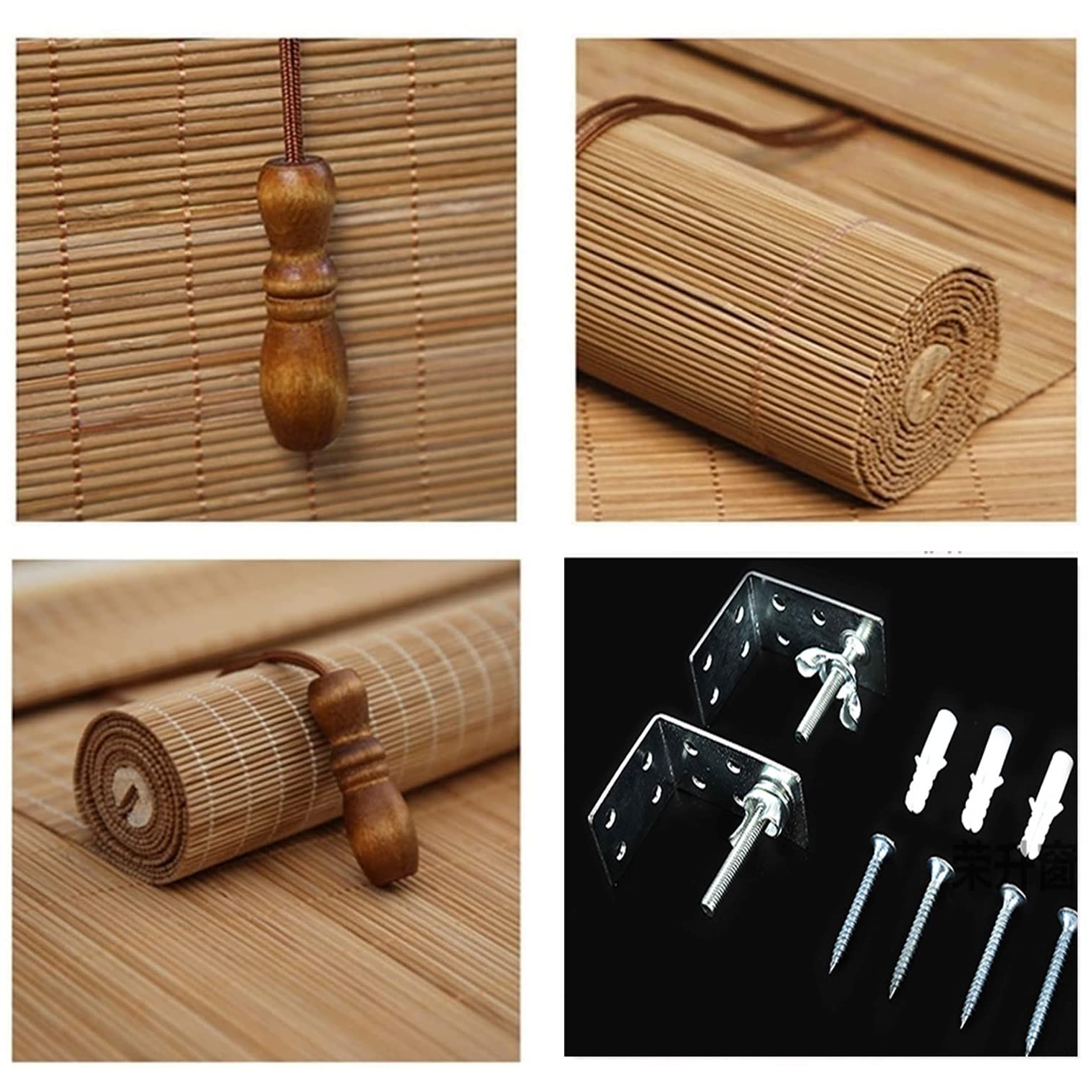 Bambusowa roleta naturalna, ochrona przed spojrzeniami, roleta z Volant, filtr światła, ochrona przed słońcem, roleta rzymska, bambusowa na balkon, drzwi, okna, możliwość dopasowania (100 x 140 cm