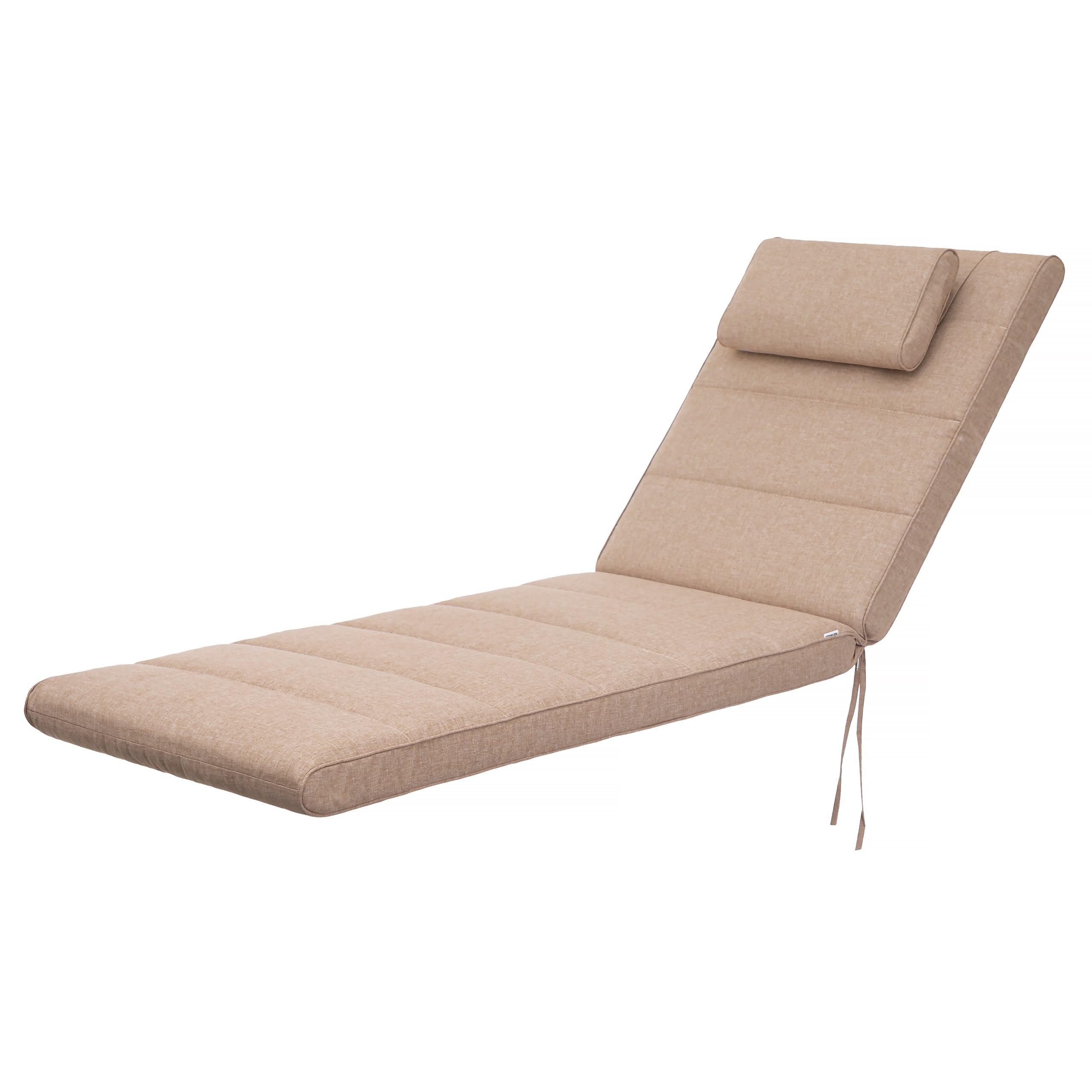 PillowPrim Muebles de jardín Colchón, para tumbona, balcón, exterior, cojín para tumbona, cojín, sofá, beige, 204 x 60 cm