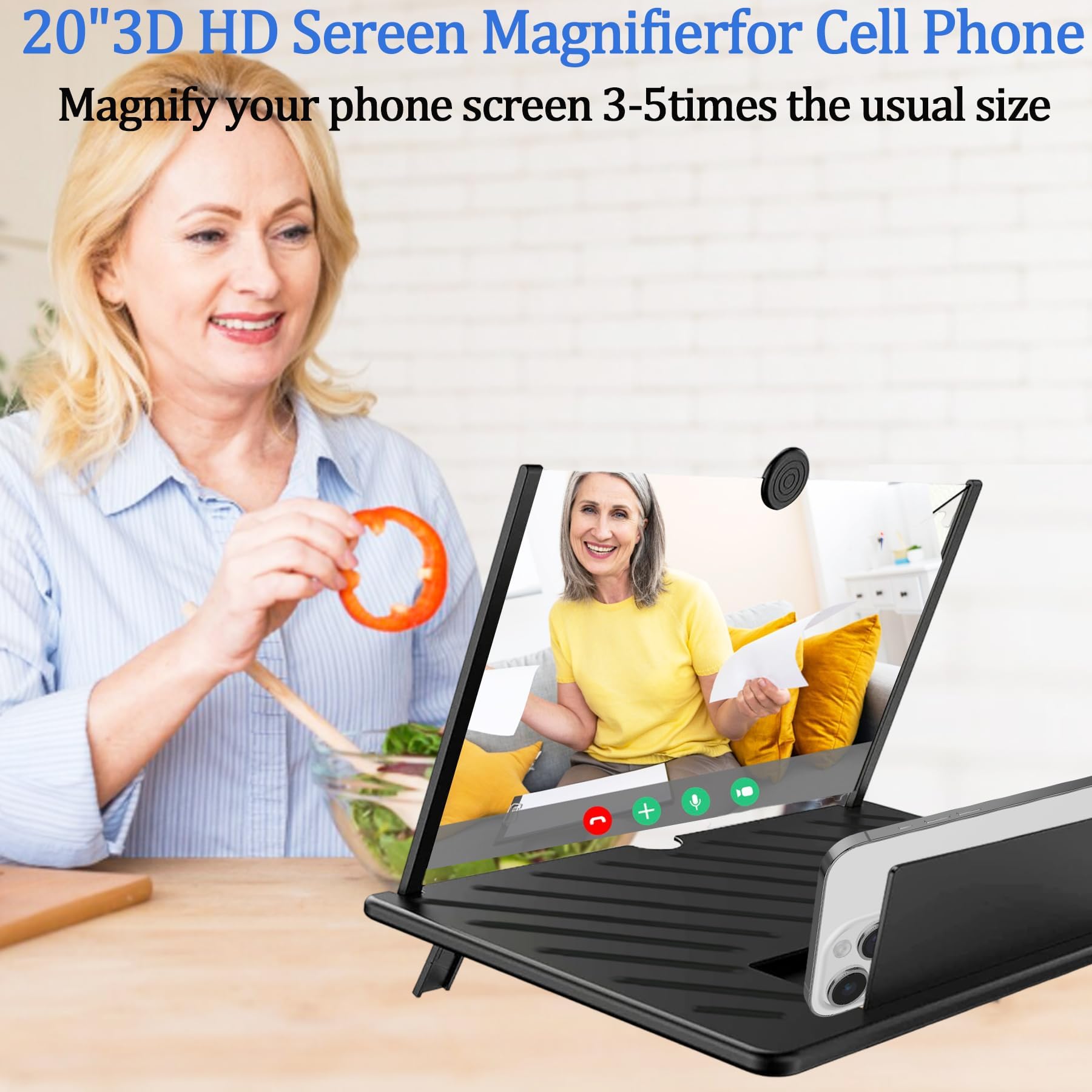 50,8 cm (20 Zoll) Bildschirmvergrößerung für Mobiltelefone, Videos und Gaming, Fanlory 3D-HD-Display mit Verstärker, kompatibel mit Allen Smartphones