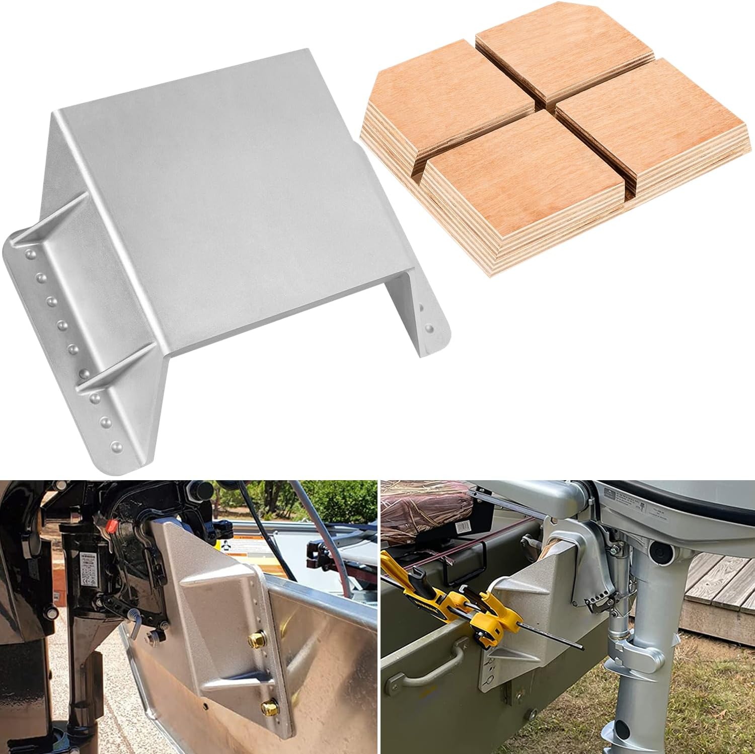 CamooMJ-1-DP Jack Plate 4'' Setback Small Engine Jack Plate for Outboard Motors Up to 35HP (Wooden Mounting Block Included) Manual Add Distance Between Engine and Transom