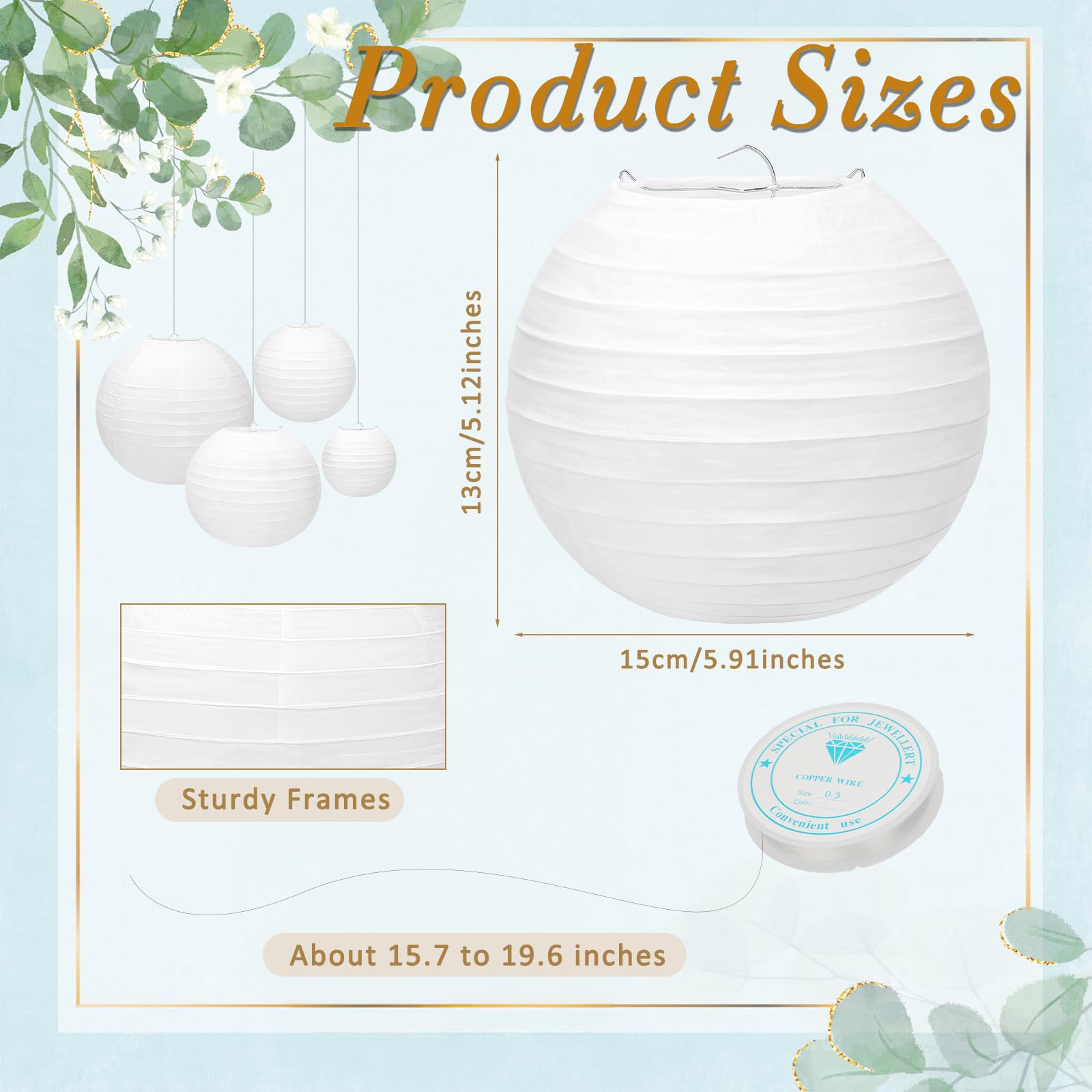 24 Packs White Paper Lanterns 6 Inch Chinese Japanese Hanging Paper Lanterns Lamp Round with Clear Fishing Line DIY Table Centerpiece Decoration for Wedding Birthday Party Baby Shower Indoor Outdoor