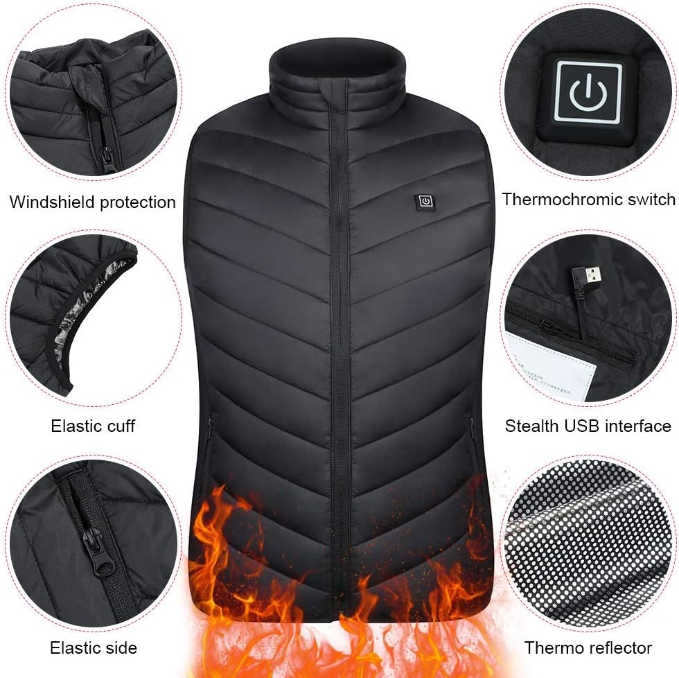 Heater Vests Men Winter USB Electrical Sleevless Jacket Thermal Cloth Warm Outdoor Hunting Heating Jacket