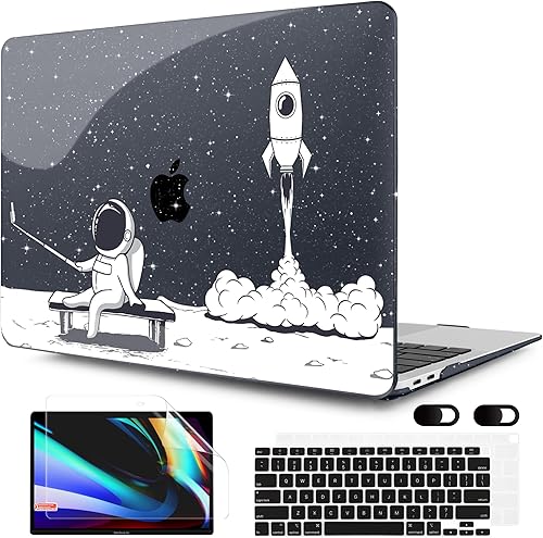 MEEgoodo Funda para MacBook Air de 13 pulgadas 2021 2020 2019 2018 lanzado A2337 M1 A2179 A1932 con Touch ID Glitter Shell con funda de teclado