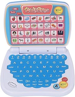 Cryfokt Kids Laptop Toy, Educational and Bilingual Computer Toy 5 Learning Modes Interactive Games and Quizzes Screen Display to Learn Alphabet ABC, Numbers, Words, Spelling, Maths, Music