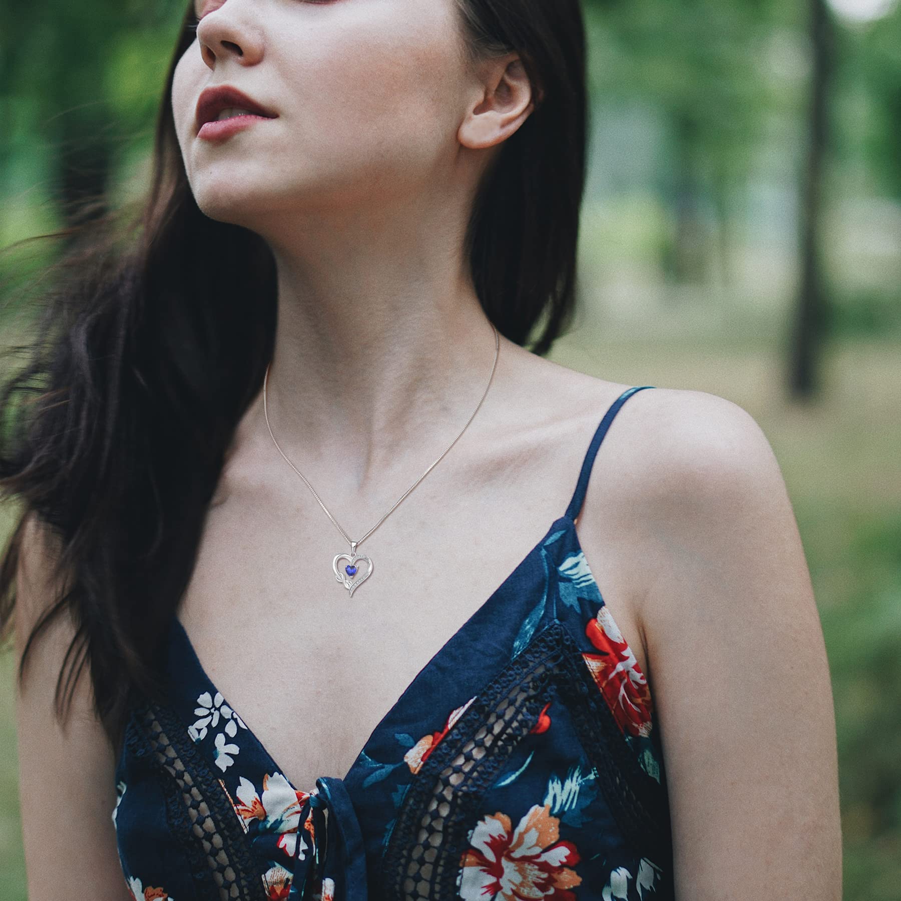 starchenie Collana Cuore Infinito Donna Argento 925 con Pietra Portafortuna Zirconi Ciondolo Regalo Gioielli di Compleanno Anniversario