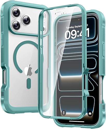 Miniatura 26 de Diaclara Funda magnética diseñada para iPhone Air, protector de pantalla de cuerpo completo, compatible con MagSafe, funda militar a prueba de Azul