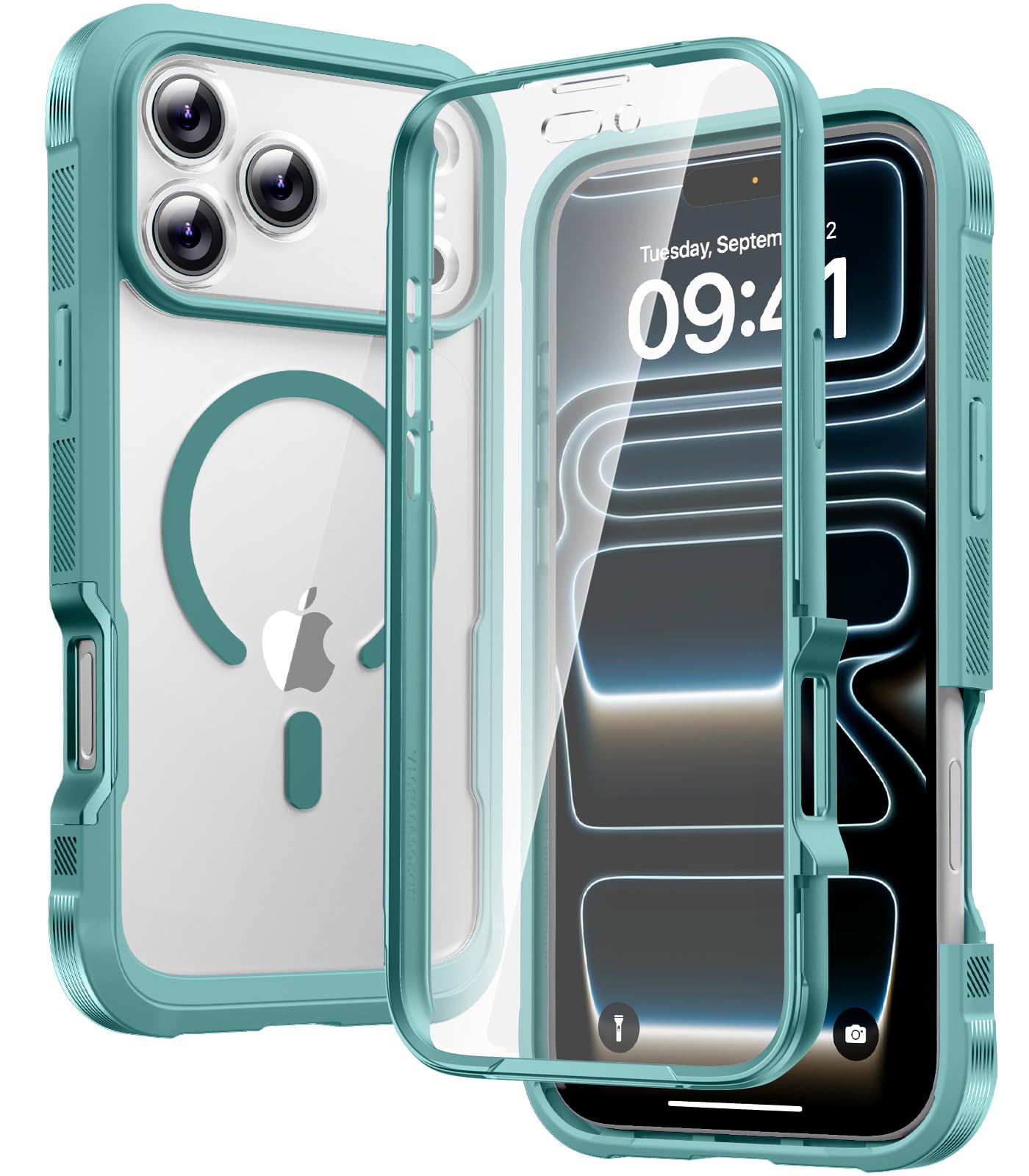 Diaclara Magnetic Designed for iPhone 17 Pro Case Full Body Bumper,[Compatible with MagSafe] Military Drop Proof Cover with Built-in Touch Sensitive Anti-Scratch Screen Protector,Green