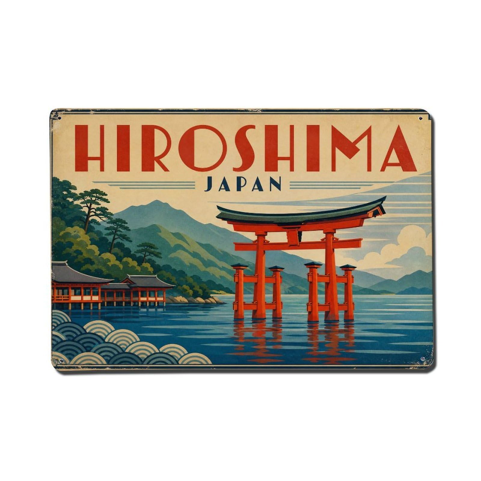 Metal Tin Sign Travel Vintage Japan Hiroshima