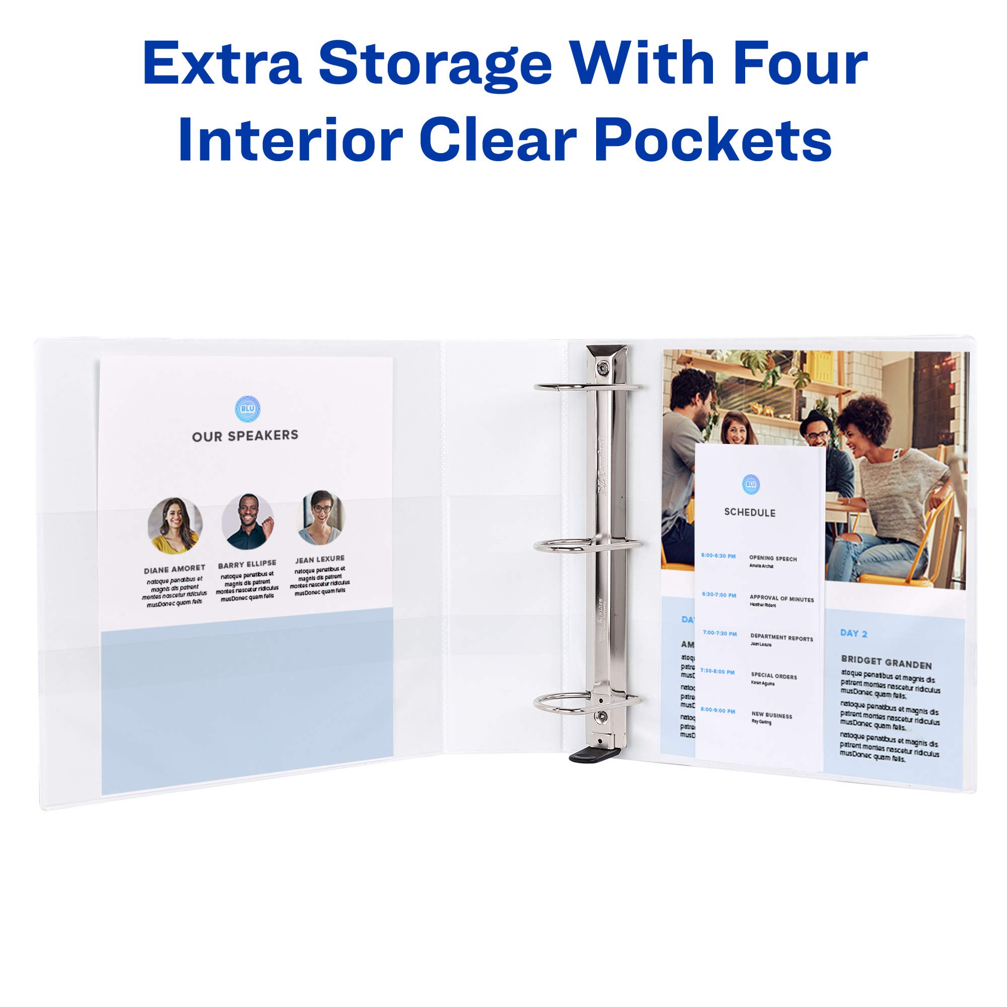 Avery 3" Heavy-Duty View 3 Ring Binders, One Touch Slant Rings, 700-Sheet Capacity, White, 4 Pack (79745)