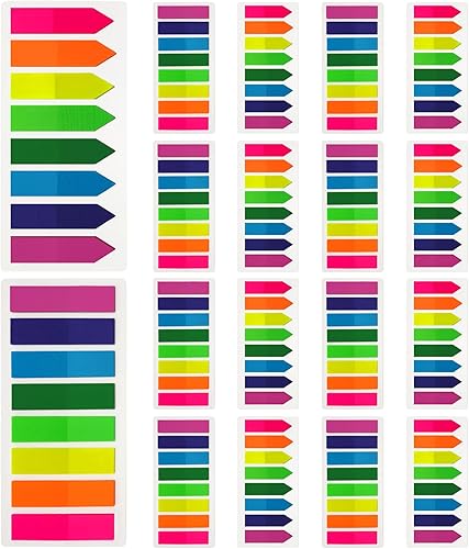 KICNIC Marcadores de página, pestañas adhesivas de colores, 3200 unidades, banderas de flecha translúcidas para marcado de página, calcomanías
