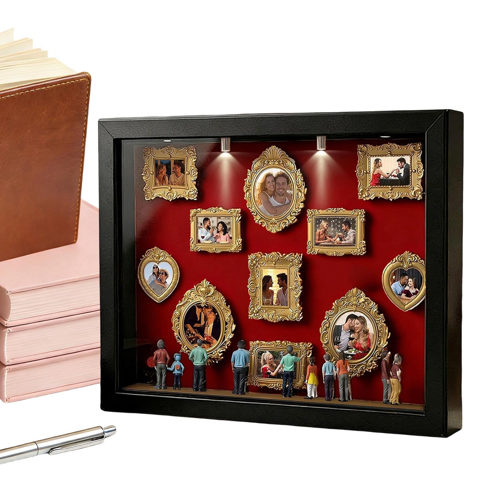 Cuadro De Pared O Mesa con Efecto Museo, Cajas De Silueta Mini con Luz Y Figuras Coleccionables, para 11 Imágenes, Decoración para Apartamento, Regalo Romántico Y Familiar