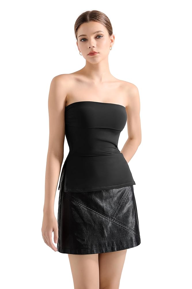 トップス CONP Double-Layer Hollow Top Cropped Tube Top with Side Slit | OAK + FORT – OAK + FORT USA