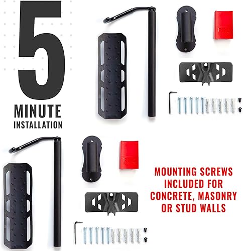 Miniatura 2 de PRO BIKE TOOL Swivel Bike Wall Hanger - Vertical Indoor Storage Mount for 1 Bicycle in Garage or Home - Cycling Rack - Space Saver Holder, Hook for