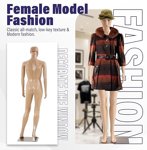 Miniatura 7 de Ruesleag Maniquíes masculinos femeninos de 69 pulgadas, vestido de cuerpo completo, forma de torso, maniquí desmontable de plástico ajustable,