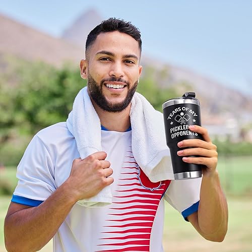 Miniatura 5 de Lifecapido Regalos de pickleball Tears of My Pickleball Opponents, vaso de 30 onzas con tapa, divertidos regalos de Navidad, regalos de cumpleaños