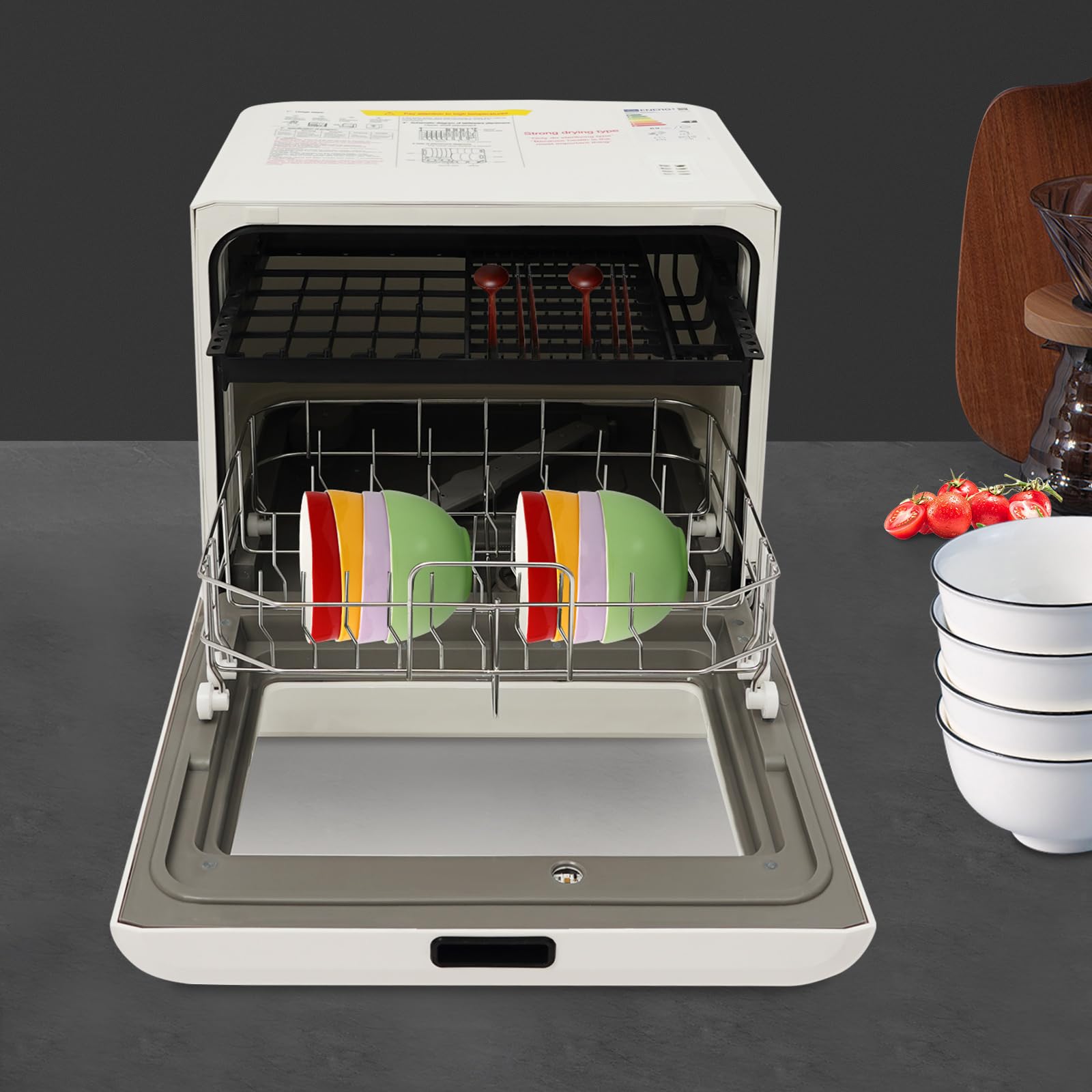 Lavastoviglie da tavolo per cucina, dispositivo compatto con 6 – 8 coperte, 4 programmi e funzione UV, conservazione della freschezza 72 ore e asciugatura ad aria calda, lavastoviglie da tavolo a
