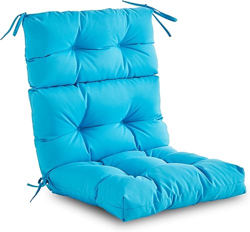 YOOZEKU Cojín para silla de respaldo alto para exteriores e interiores, impermeable, para todo tipo de clima, relleno de espuma de alto rebote