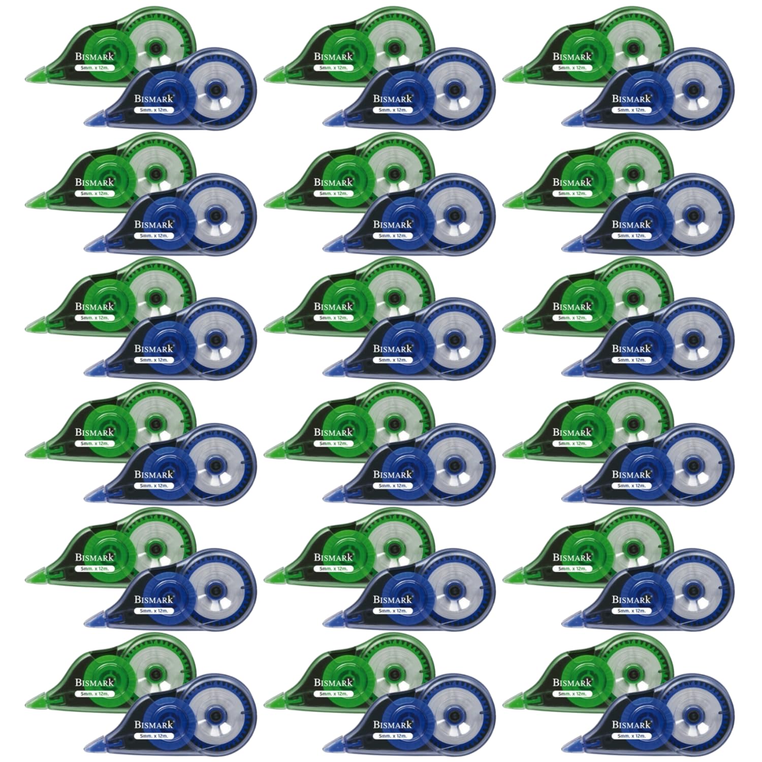 Bismark Tipex Lot de 36 rubans correcteurs blancs 5 mm x 12 m Idéal pour les fournitures scolaires et la papeterie de bureau, utiles pour effacer et écrire immédiatement