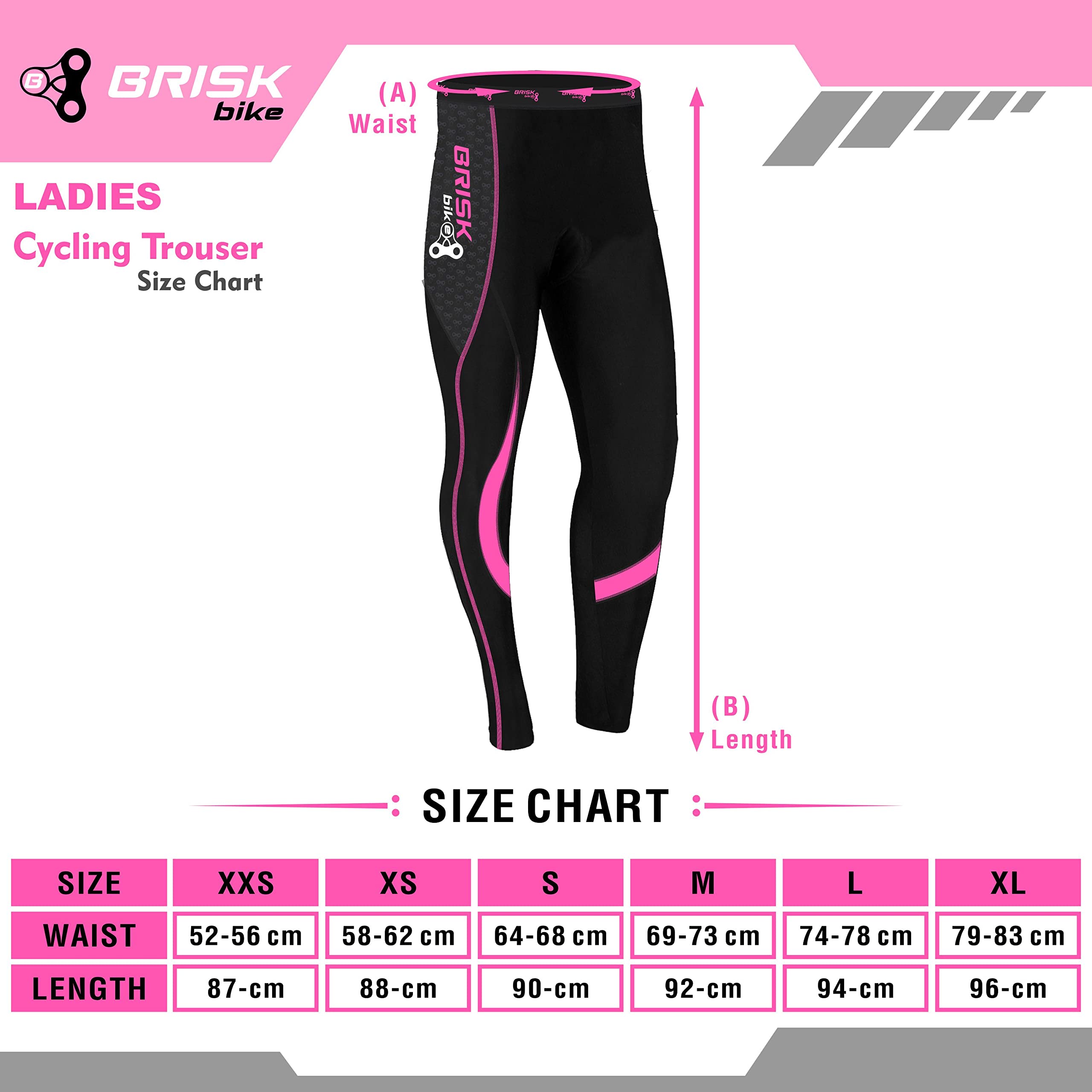 Brisk Bike Pantalons de Cycliste Femme Collants de Cyclisme rembourrés Cool Max Extensibles avec Fermetures éclair réfléchissantes pour Le Cyclisme