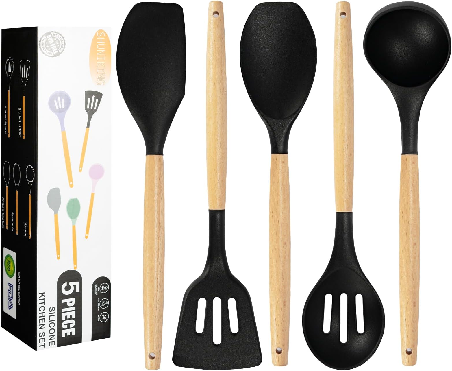 Silicone Spatula for Kitchen | Spatula for Non Stick Pan | Non Stick Spatula Set | Silicone Kitchen Tools | Heat Resistant Flexible 450f Stainless Steel Core Fda Grade Utensils-N-55