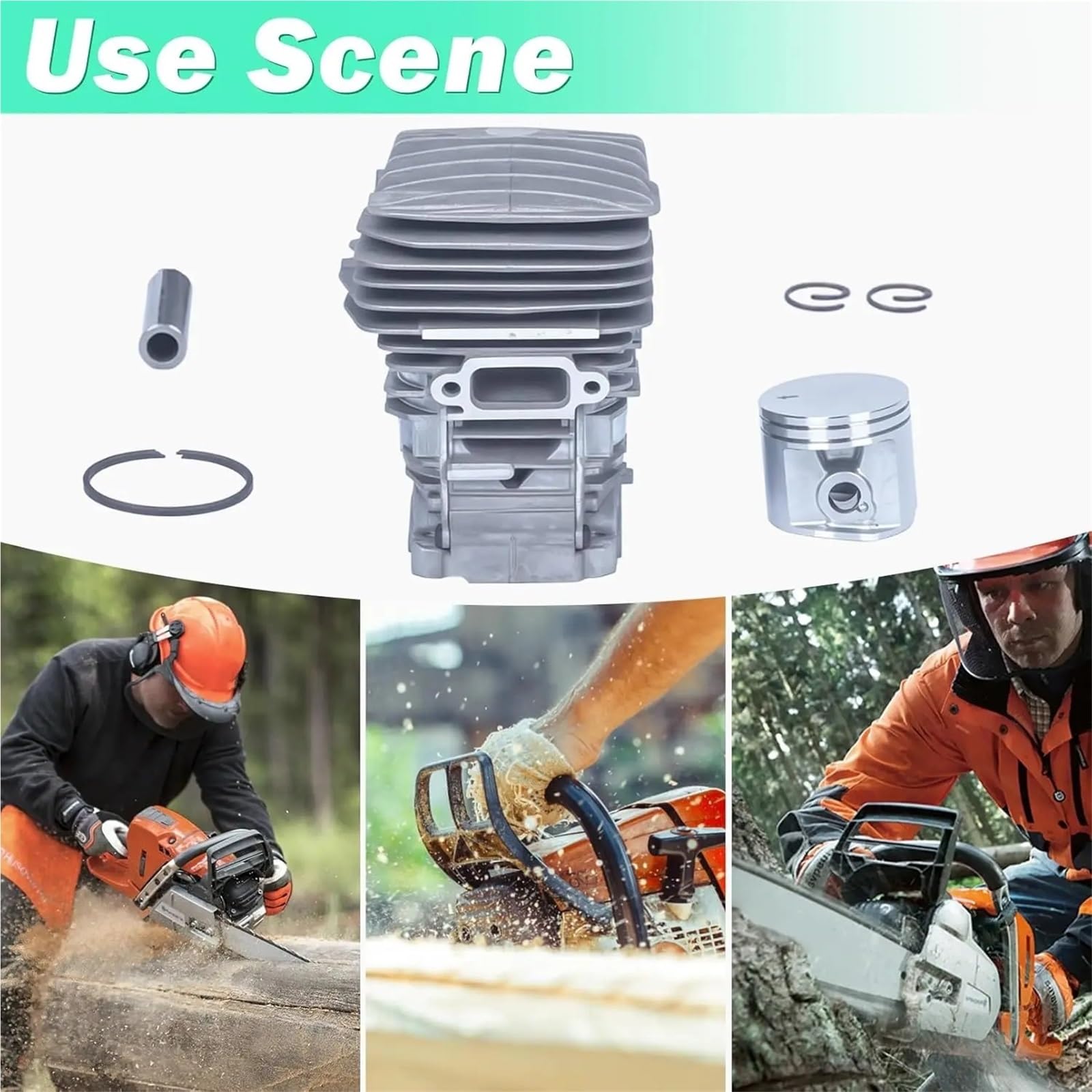 Pistón y cilindro compatibles con Stihl MS291 MS 291, kit de pistón de cilindro de 47 mm, piezas de motor de motosierra 1141 020 1201, accesorio for motosierra