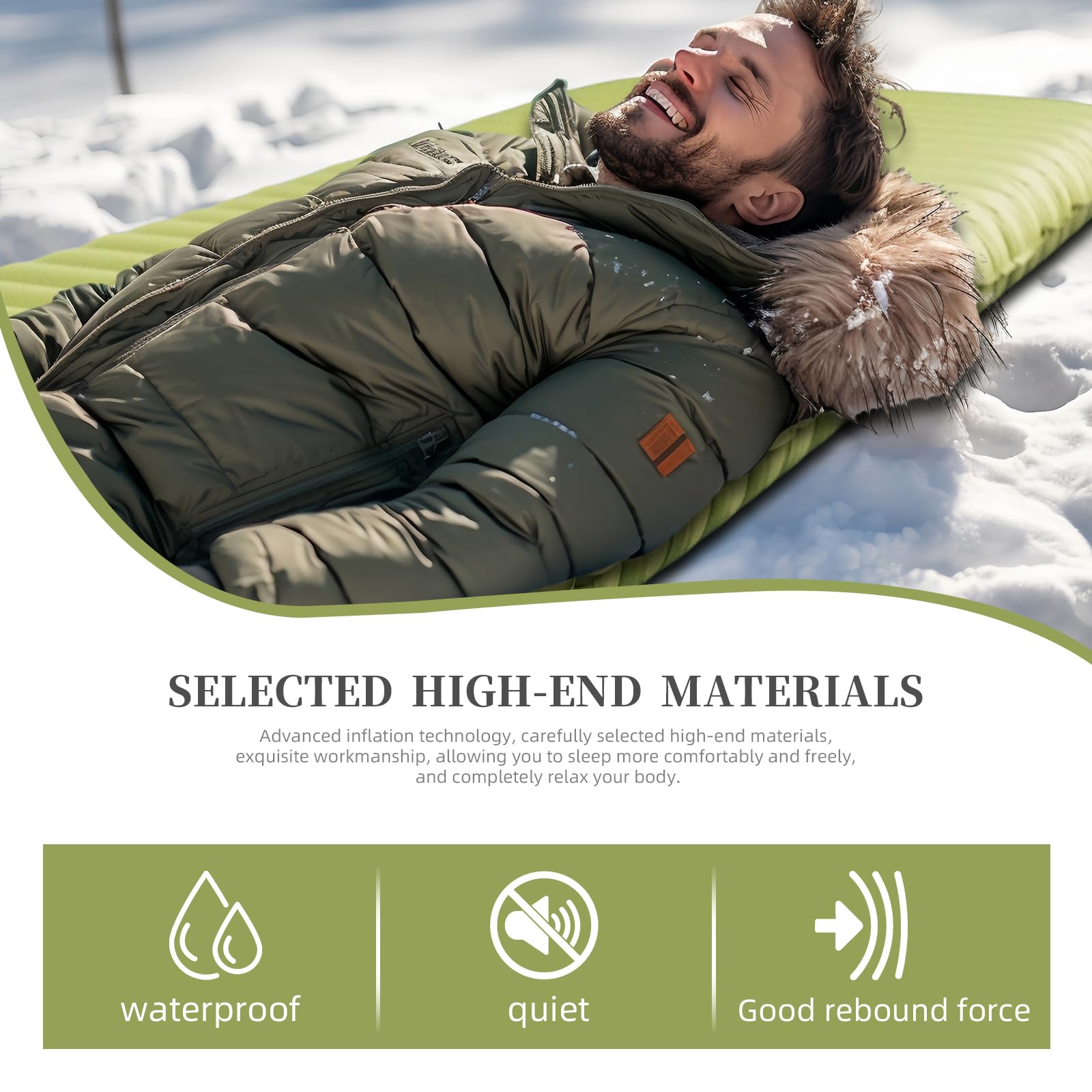 Ultraleichte aufblasbare Isomatte mit 5,8 R-Wert für Camping und Rucksackreisen, 182,9 x 66 cm, 9,2 cm Dicke, wasserdicht und einfach aufzublasen, leichte Isomatte für Abenteuer bei kaltem Wetter