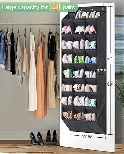 Miniatura 2 de AOODA 24 pares de organizadores de zapatos para armario, bolsillos profundos, zapatero colgante grande para puerta, soporte para zapatos de 8