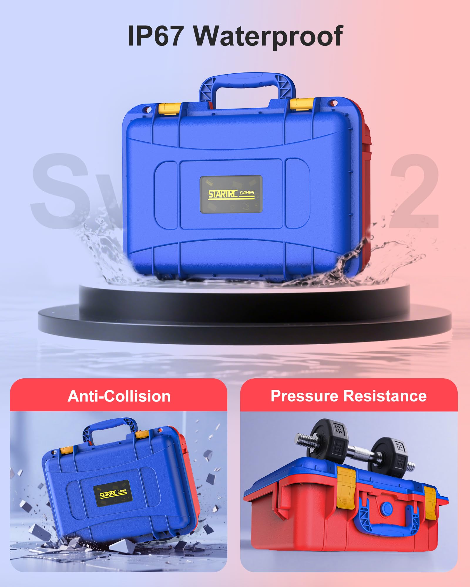 STARTRC GAMES Hard Carrying Case for Nintendo Switch 2, Professional Deluxe IP67 Waterproof, Soft Lining Hard Travel Case for Nintendo Switch 2 Console Pro Controller & Accessories (Red & Blue) - Nintendo Switch 2 - Very Good - Used Accessory - Image 6