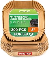 Vista 23 de Forros de papel desechables para freidora de aire: 100 piezas de 9 pulgadas, forros redondos para canasta de freidora de aire, papel de pergamino