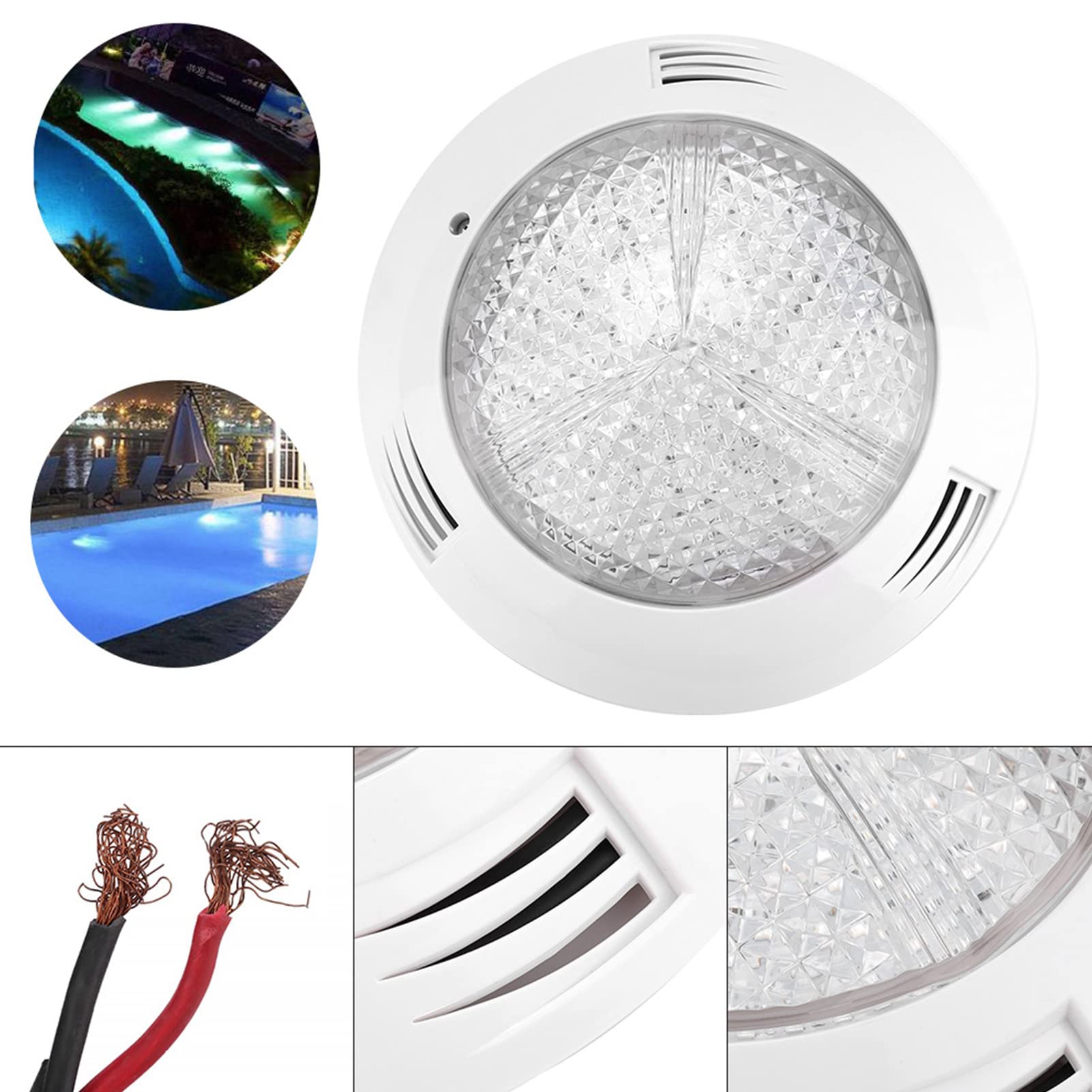 FTVOGUE RGB-Poolleuchte, ABS-Unterwasserlampe mit Fernbedienung, AC12V 35W 360 LED, IP68, Mehrfarbige Schwimmbadleuchte für Pools, Teiche, Brunnen, Außendekoration