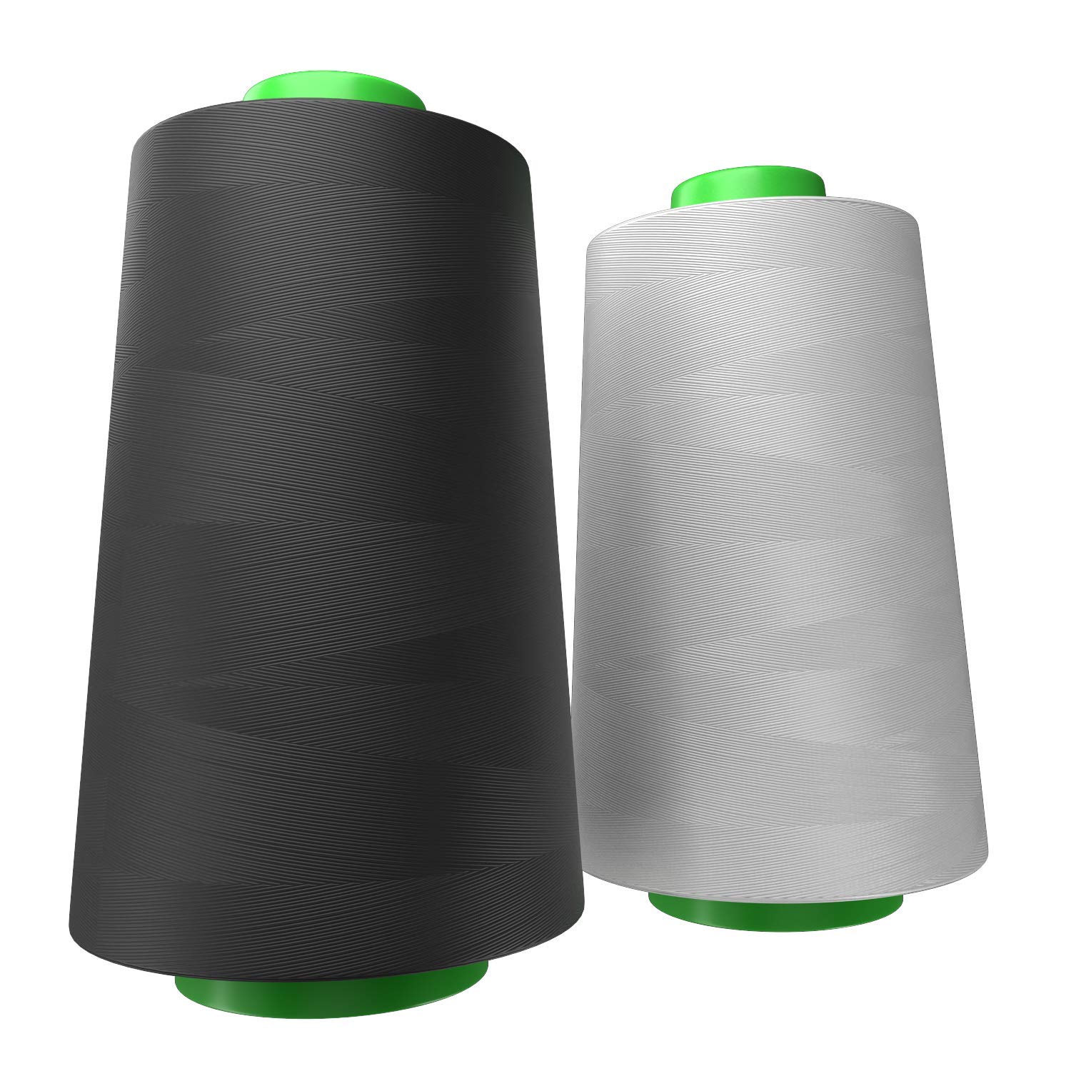 RockDaMic 2 Pack of 6000 Yards (Each) White & Black Serger Cone Thread All Purpose Sewing Thread Polyester Spools Overlock (Serger,Over Lock, Merrow, Single Needle)