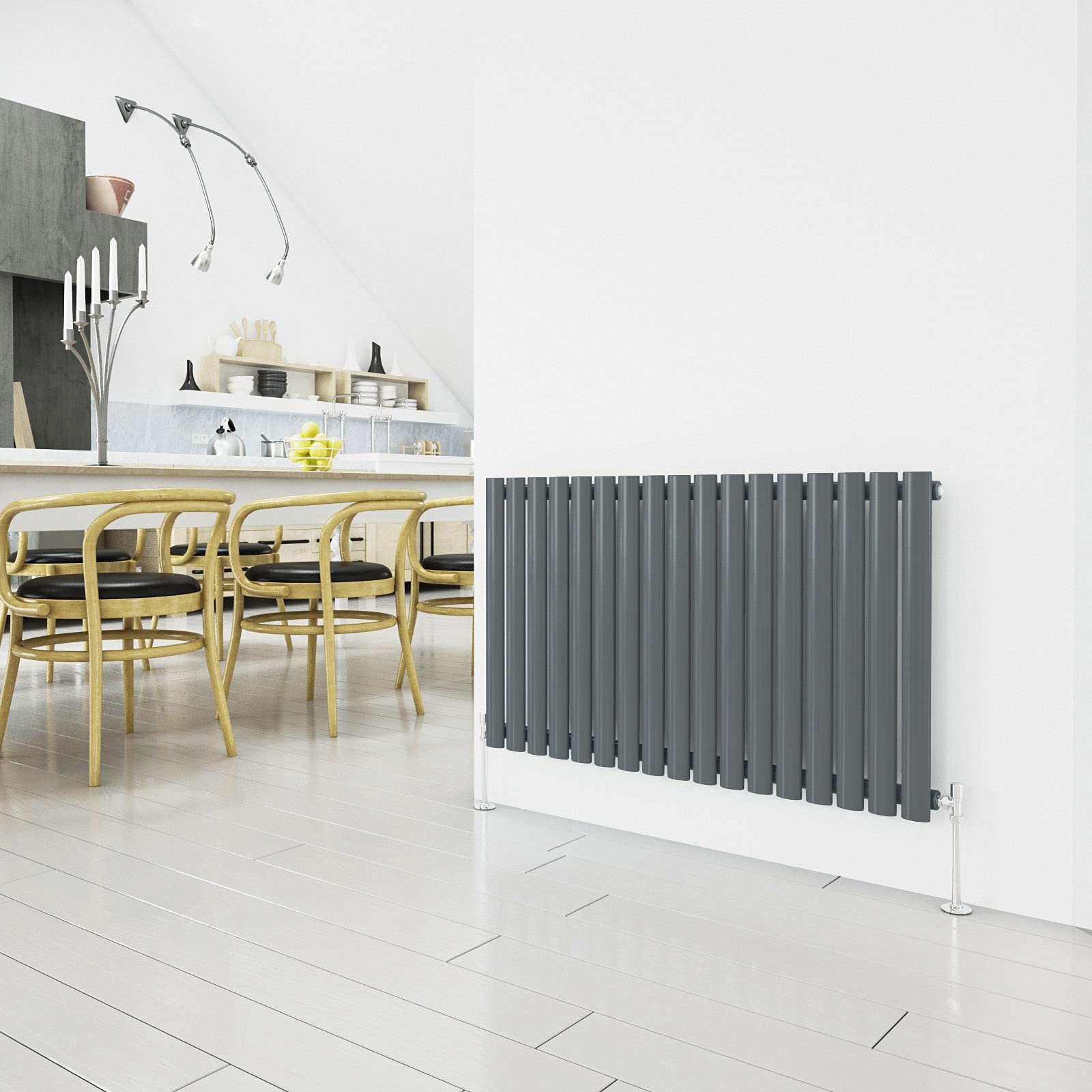 Horizontal Column Anthracite Radiator Oval Single Designer Radiator 600x1003mm Central Heating Interior Design