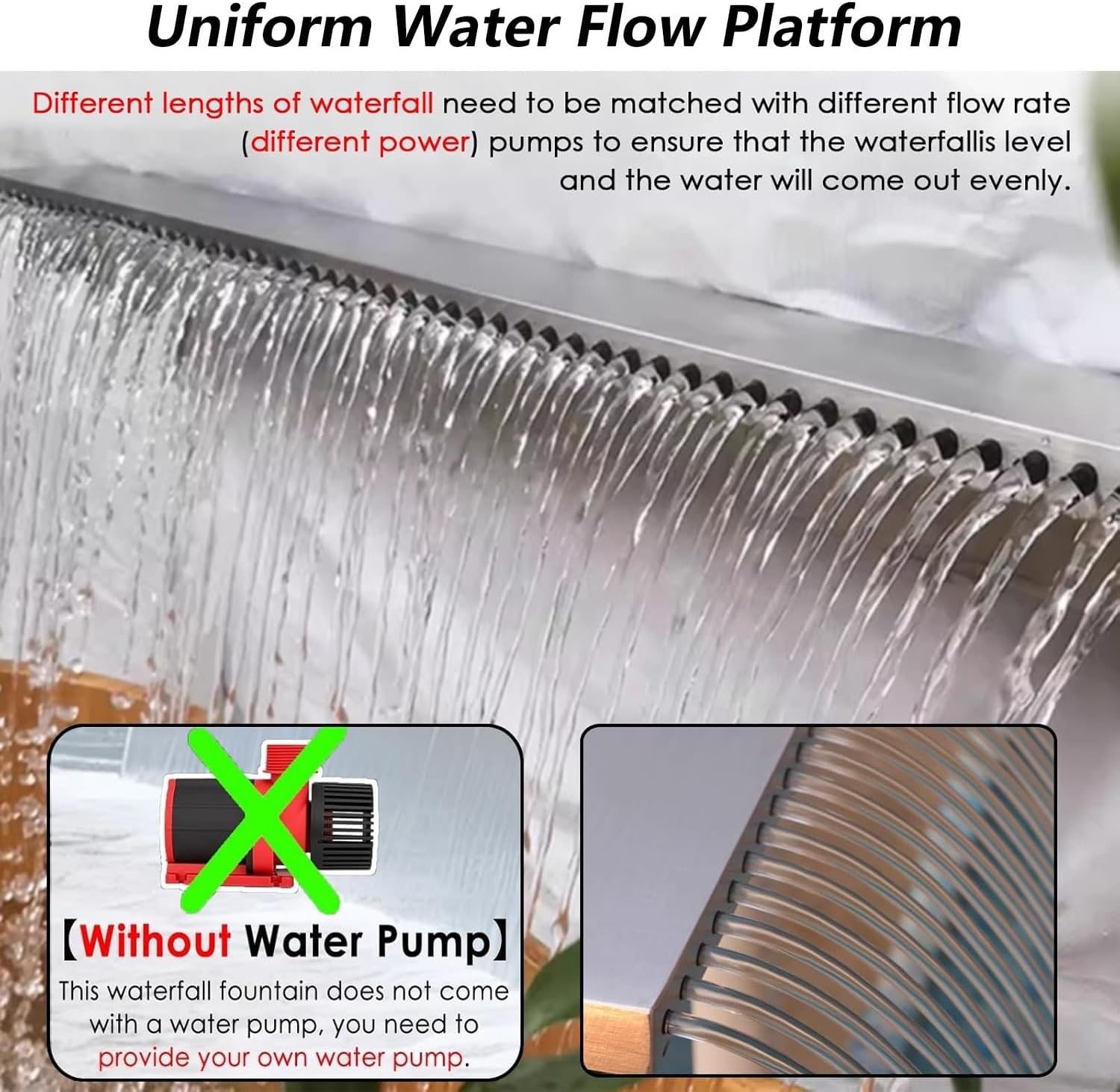 Heavy Duty Stainless Steel Pond Waterfall Spillway Kit - 51in Outdoor Fountain for Patios & Ponds, Durable Water Feature Equipment for Garden Decor