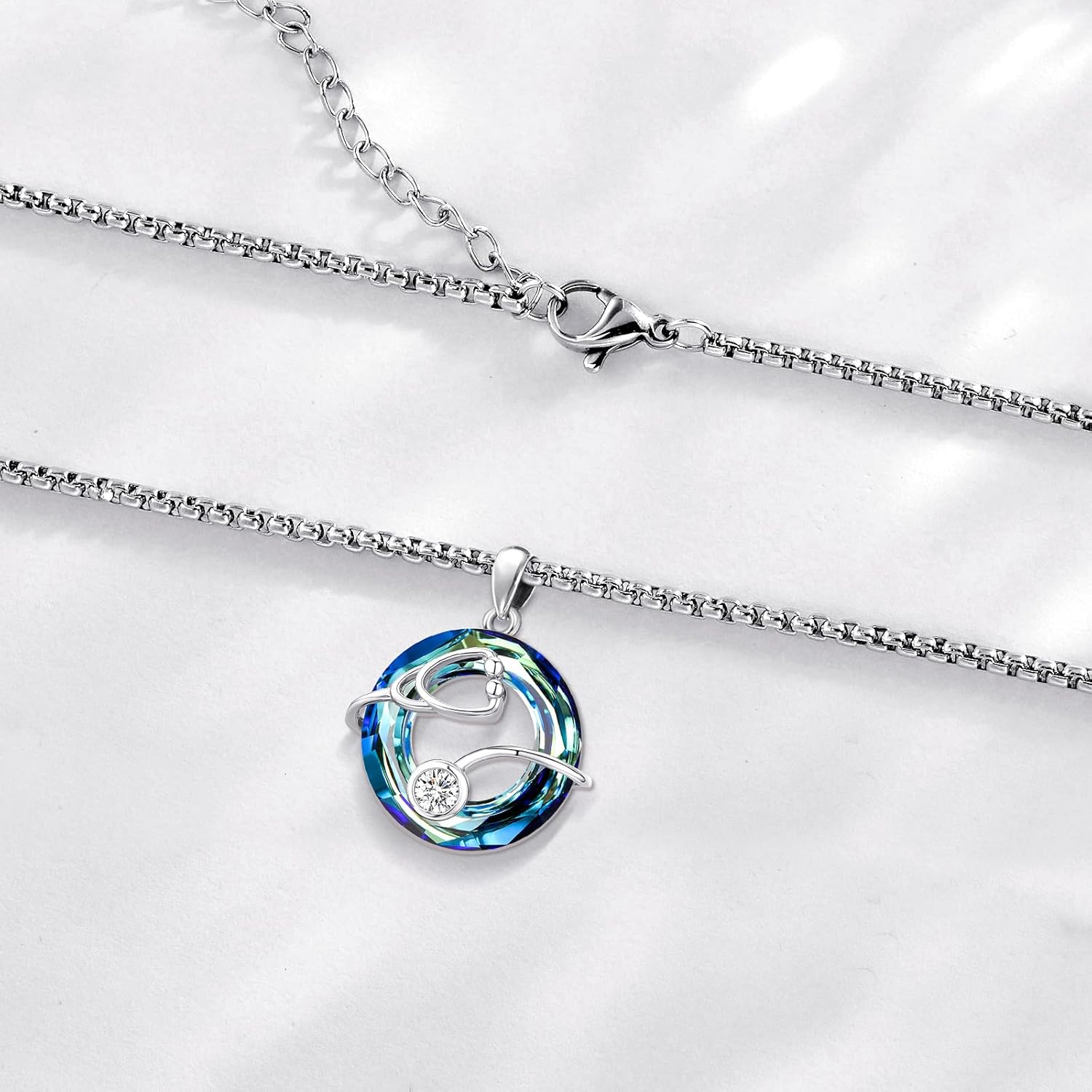 Stethoscope Nurse/Doctors Necklace for Women Sterling Silver Stethoscope Cross RN Caduceus Nurse Jewelry Nursing Doctors Graduation Gift for Medical Student - Image 3