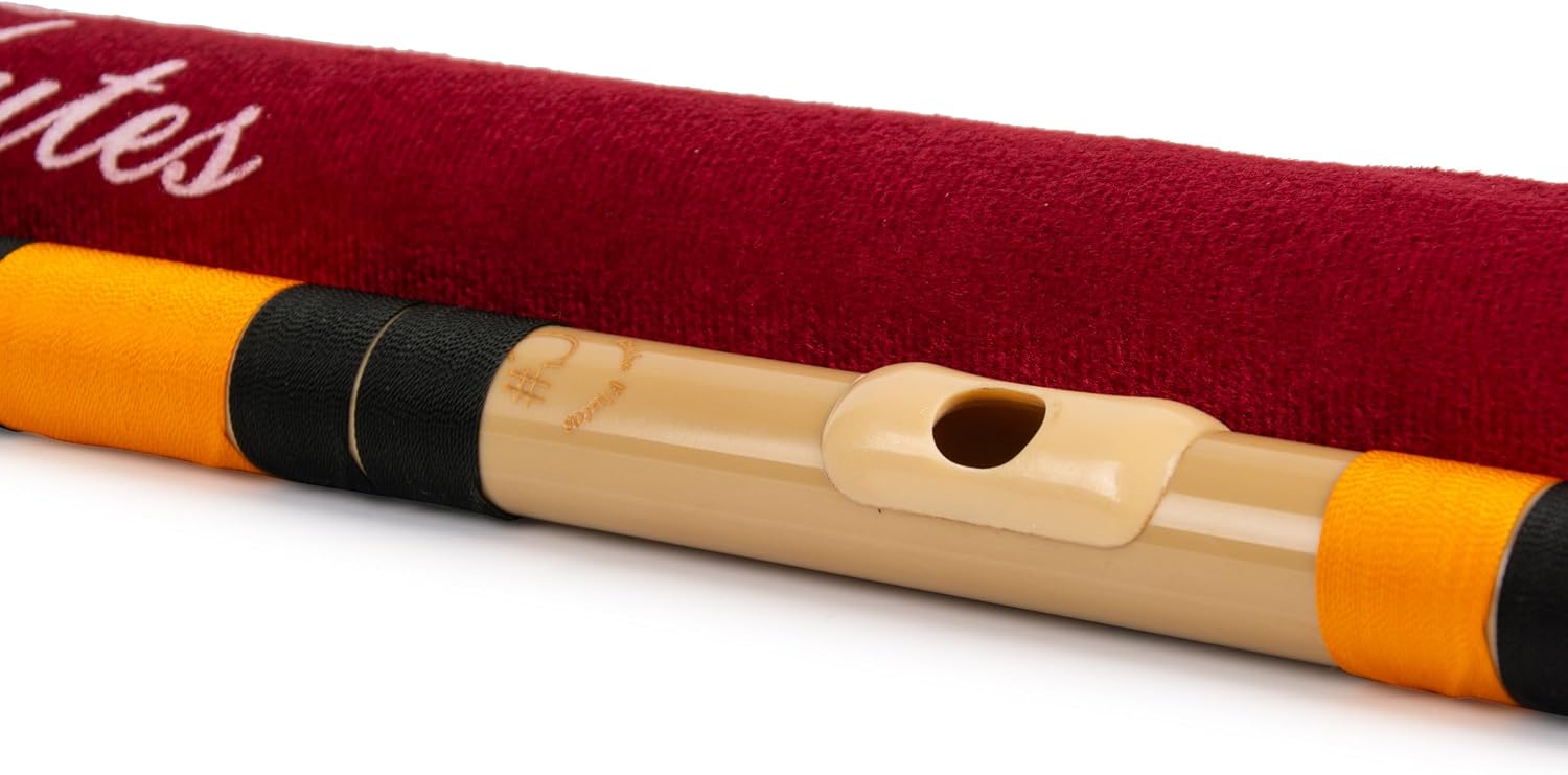 Radhe Flutes | C Sharp Right Handed Middle Bansuri | Black & Orange | Tuned With Tanpura A=440Hz | PVC Flute + Velvet Cover + Hindi & English Flute Lessons