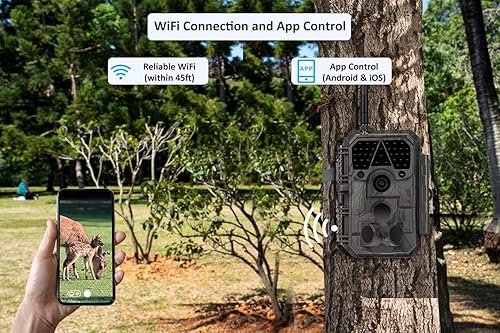 Vista 17 de Cámara Trail P80 Pro, WiFi Bluetooth, sensibilidad a la luz súper baja, ángulo de visión de 120°, cámara de juego de 48MP 1296p, visión nocturna sin