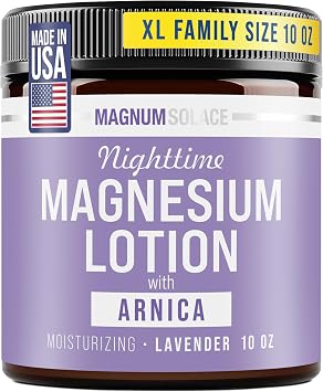 Nighttime Magnesium Lotion with Arnica Highly Concentrated Magnesium for Muscles & Joints Apply to Legs or Feet Before Bed Skin-Friendly, Large 10 oz