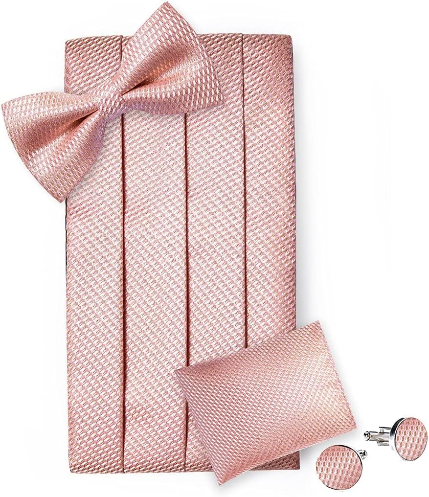 Solid Silk Men's Cummerbunds Bow Tie Set Wedding Formal Prom Cummerbunds Elastic Waistband Wide Belt