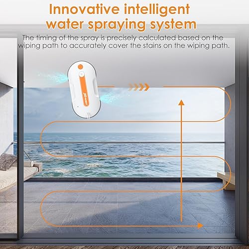 Miniatura 4 de Lite - Robot limpiador de ventanas de 5300 Pa con limpieza a presión, doble rociador de agua cerca del borde, detección de bordes, plan de ruta