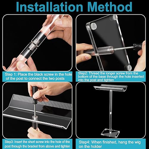 Miniatura 5 de Noverlife Soporte de exhibición de extensión de cabello acrílico grueso y elevado de 22 pulgadas, soporte de exhibición transparente para pelucas,