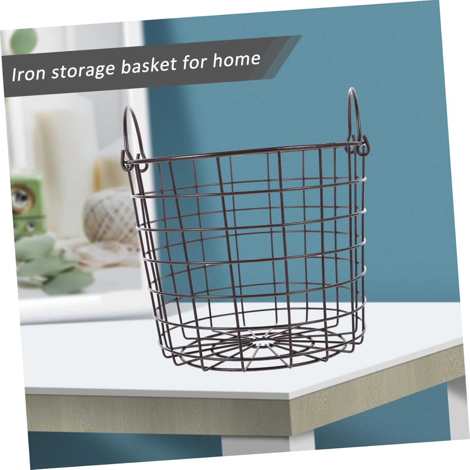 Iron Laundry Hamper with Double Handles Wear Resistant Iron Organizer Basket for Dirty Clothes Storage at Home Dorm Camping Multipurpose Laundry Collection and Storage Coffee Color