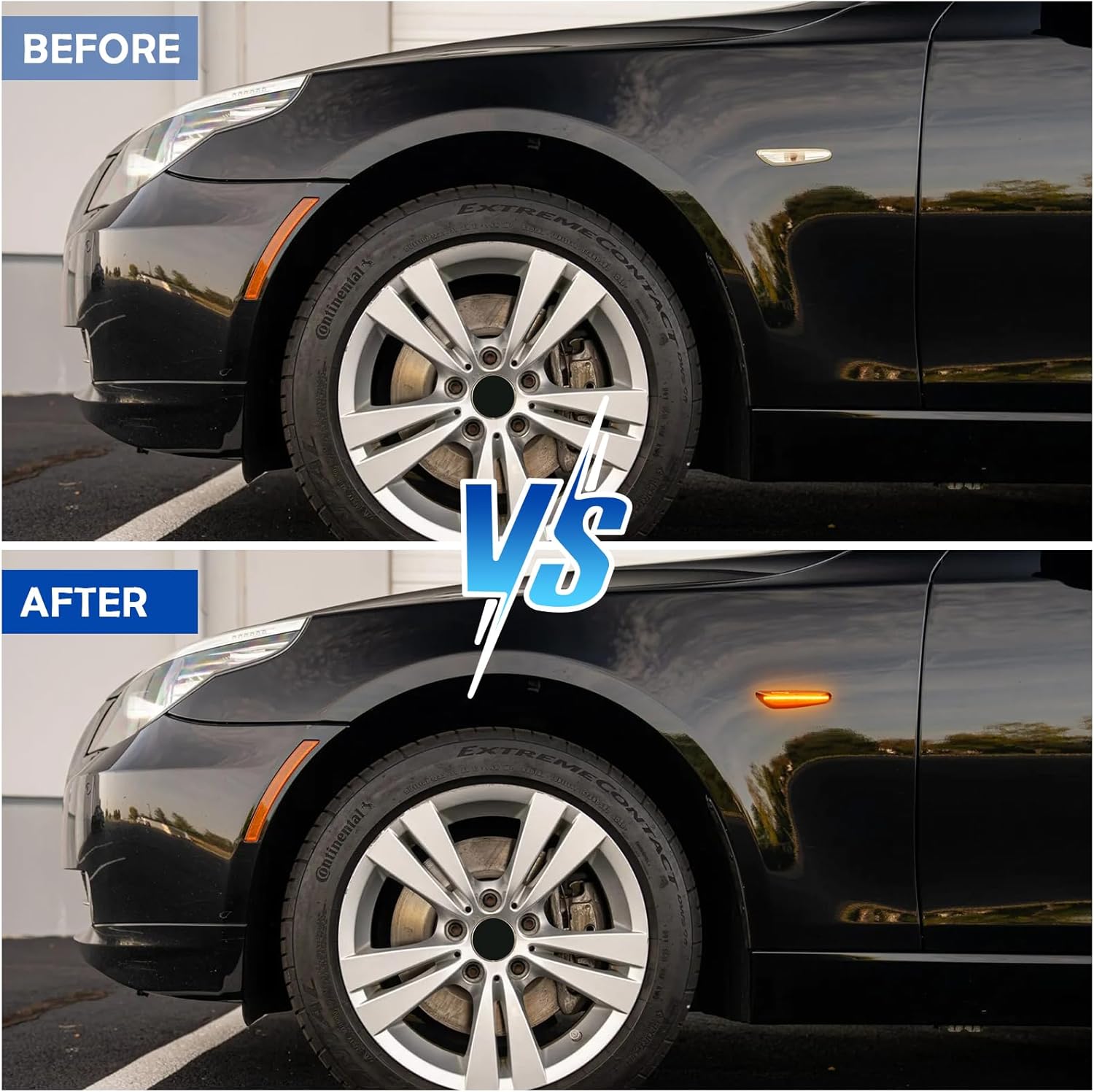 Front Sequential LED Side Marker Turn Signal Lights Compatible with 2003-2013 E60 E61 E90 E91 E92 E93 E81 E87 E82 E88 E83 X3 328i 325i 135i 128i 325xi (Amber Light,Smoked Lens)