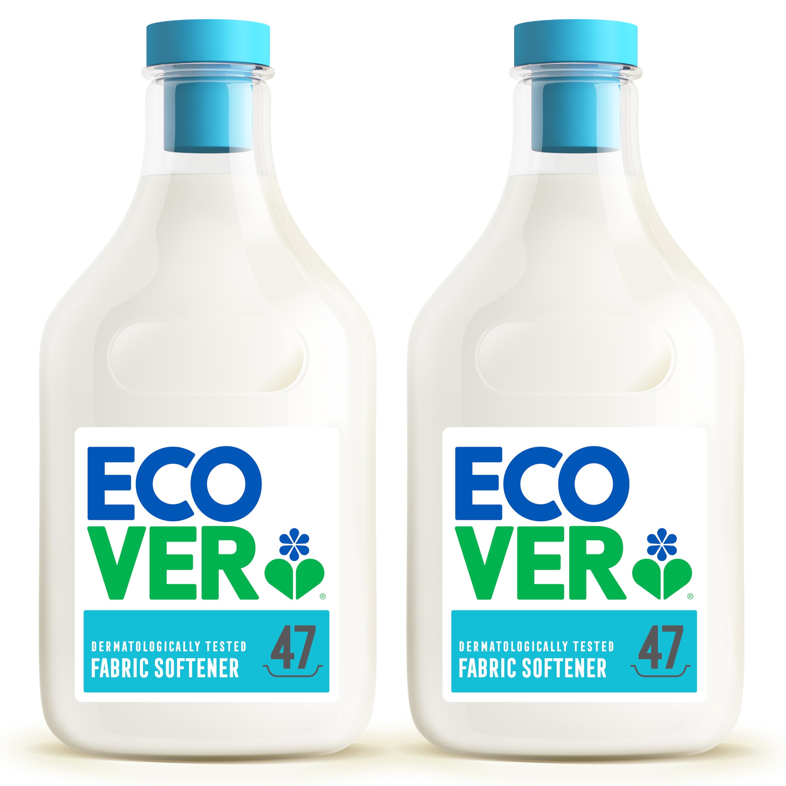 EcoverFabric Softener, Fabric Conditioner to Soften Your Clothes, Fresh Rose & Bergamot Scent, 2 x 47 Washes, 2 x 1.43L
