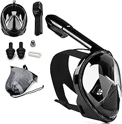 Mascara De Mergulho Snorkel Dobrável Com Visão Panorâmica de 180 Graus e Suporte Para Câmera (Preto L/XL(G/GG))