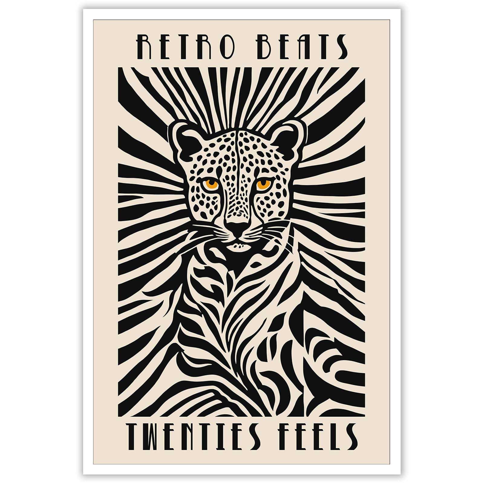 Cheetah Poster Elegant Leopard Print Fashion Black and White Modern Asian Gallery Wall Decor Suitable for Living Room Dormitory Bedroom Decoration