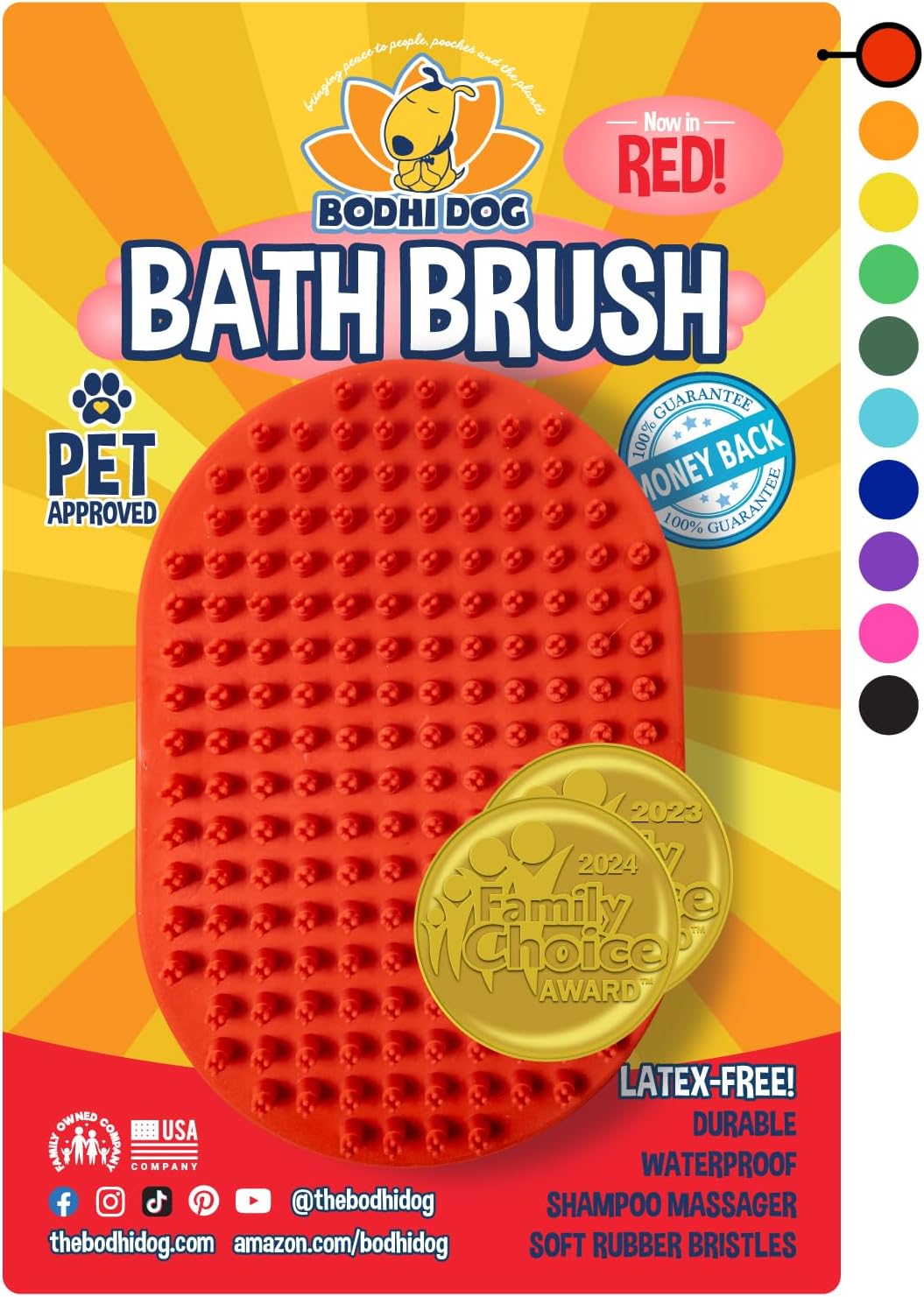 Bodhi Dog Shampoo Brush, Pet Grooming Accessories for Cats and Dogs, Long and Short Hair Scrubber Bath Brush Professional Quality