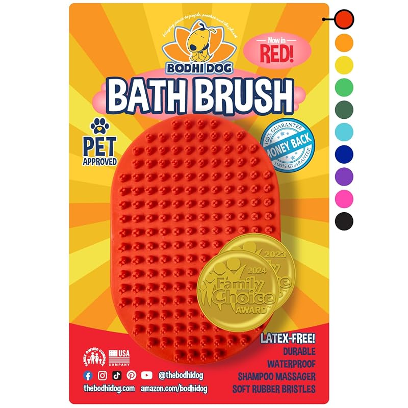Escova de Borracha para Banho e Tosa de Cães e Gatos Bodhi Dog Vermelha - Pacote com 1