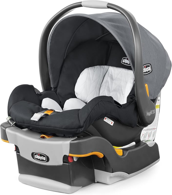 KeyFit 30 ClearTex Infant Car Seat and Base, orientado hacia atrás, 4-30 lbs | Peltre, tela sin retardantes de llama, GREENGUARD Gold, silla de auto infantil compatible con cochecito, incluye soporte para recién nacidos