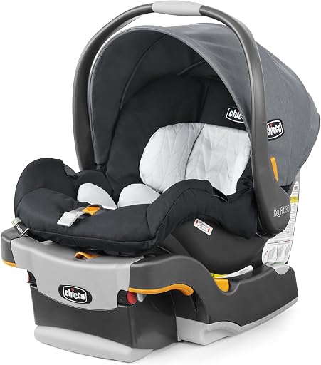 Chicco KeyFit 30 ClearTex Infant Car Seat and Base, Rear-Facing, 4-30 lbs | Pewter, flame retardant-free fabric, GREENGUARD Gold, stroller-compatible infant car seat, includes newborn support